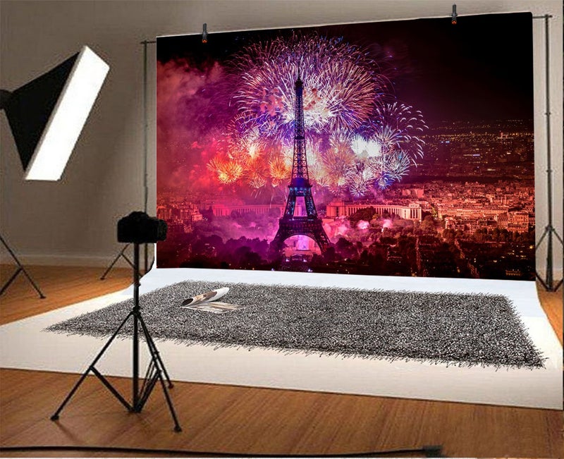 Yeele 10x8ft Paris Night Scene Photography Backdrop Vinyl Romantic Eiffel Tower Blooming of Fireworks Photo Background Adult Lovers Baby Home Party Portrait Decorate Photo Booth Shoot Studio Props - Image 2